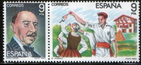 z vendido ESPAÑA 1983 2701/2 Sellos Nuevos Maestros de la Zarzuela Escena El Caserio y Jesús Guridi c/charnela Espana Spain Espagne Spagna Spanje Spanien Yvert2317-8 Scott2323-4 
